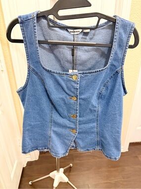 Vigoss Square-Neck Denim Vest NWT